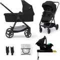 Kinderkraft Newly 4 in 1, Stroller, Pushchair, Travel System, Pram, Newborn Baby, Large Hood, Accessories, Easy Folding, Included Car Seat with ISOFIX Base, from Birth up to 22 kg, Black