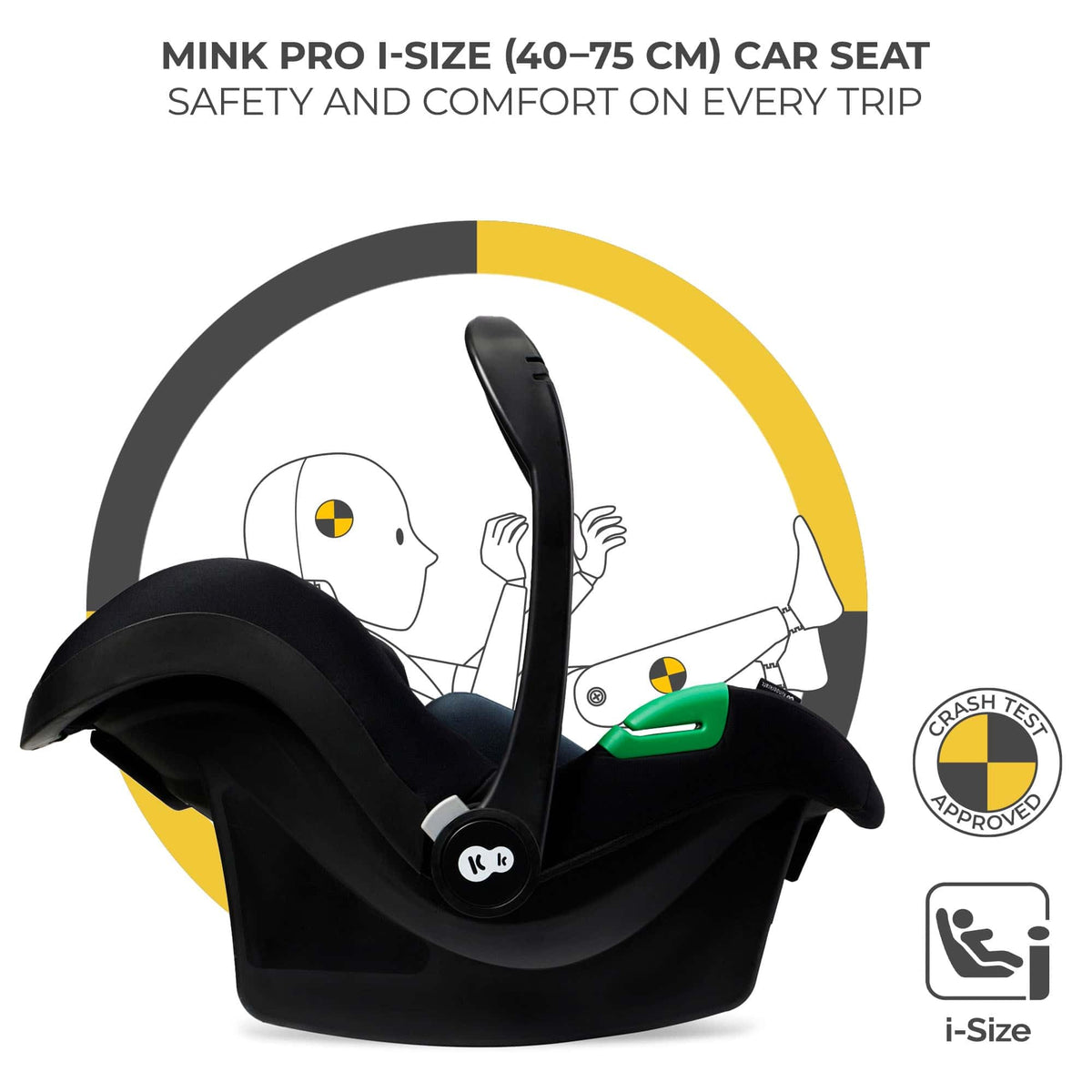 Kinderkraft MOOV 2 Pushchairs 3-in-1 Pushchair Set up to 22 kg with Child Seat I-Size 40-75 cm, Buggy Function, Adjustable Reclining Position, Large Extendable Hood, EVA Foam Wheels, Black