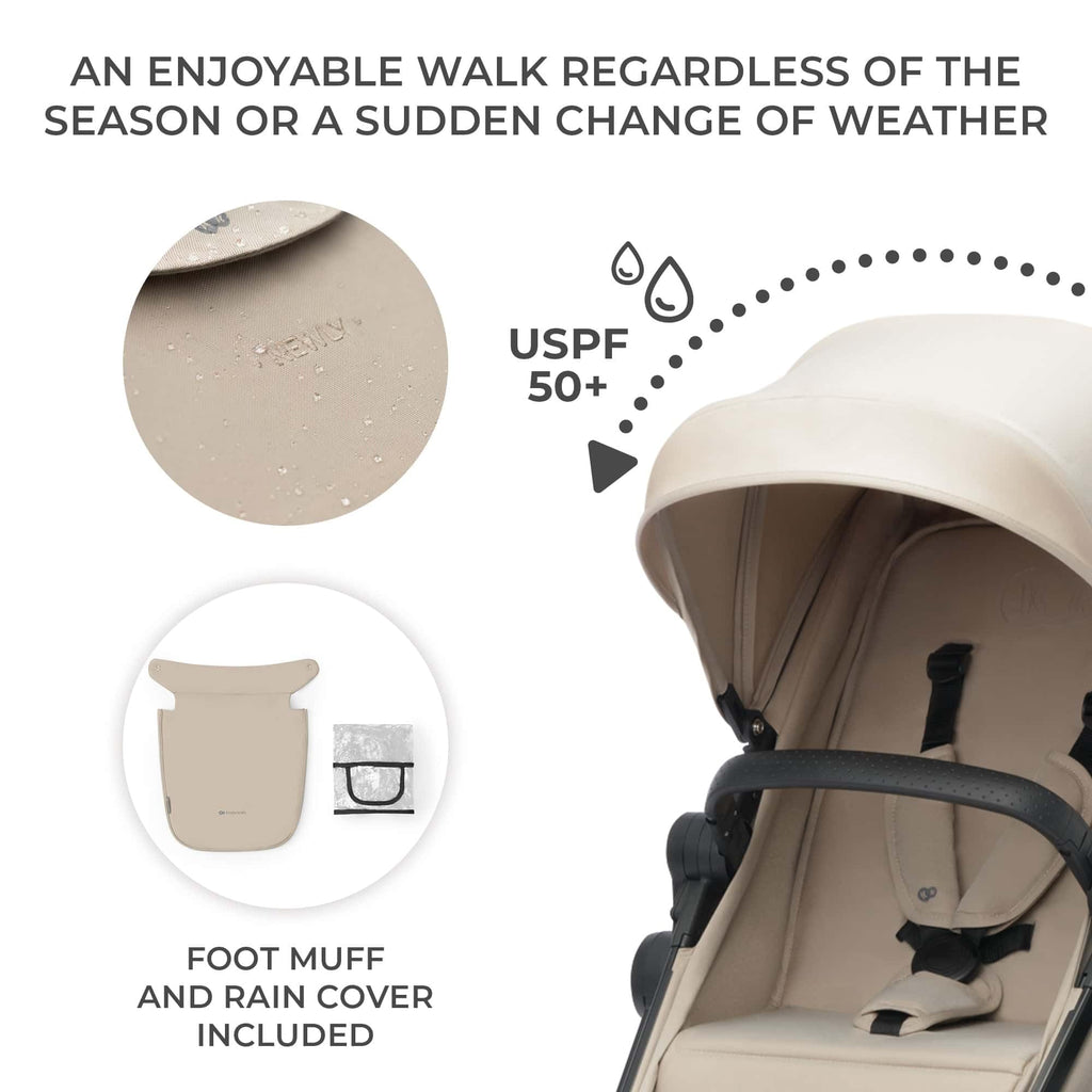 Kinderkraft Newly 4 in 1, Stroller, Pushchair, Travel System, Pram, Newborn Baby, Large Hood, Accessories, Easy Folding, Included Car Seat with ISOFIX Base, from Birth up to 22 kg, Black