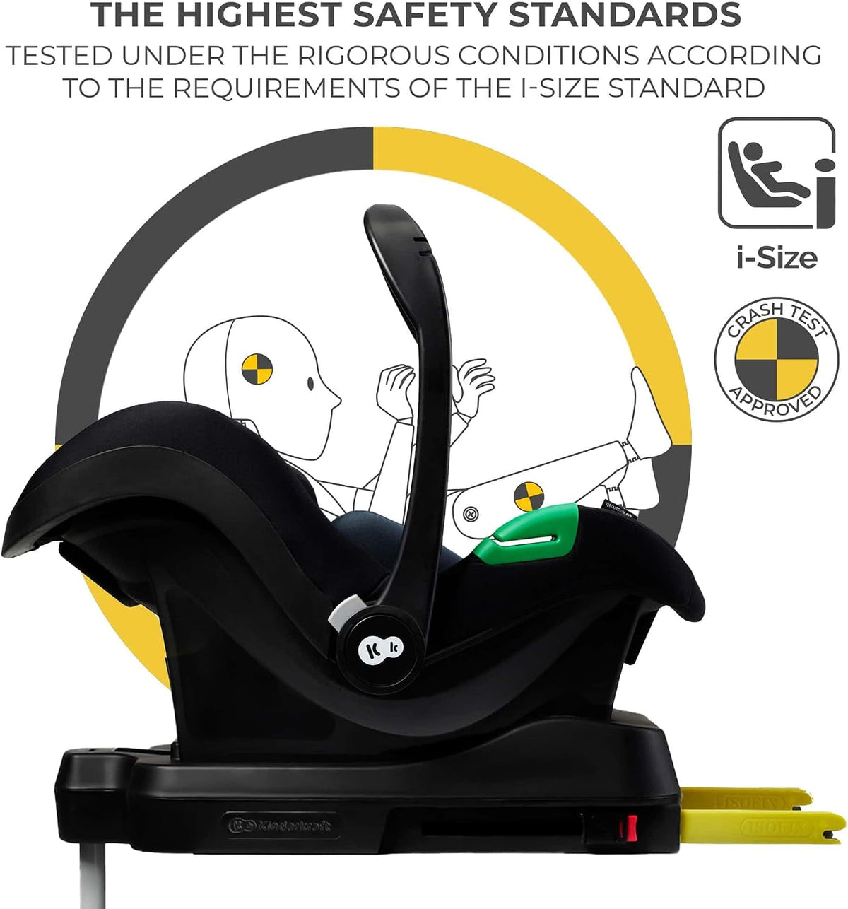 Kinderkraft Newly 4 in 1, Stroller, Pushchair, Travel System, Pram, Newborn Baby, Large Hood, Accessories, Easy Folding, Included Car Seat with ISOFIX Base, from Birth up to 22 kg, Black