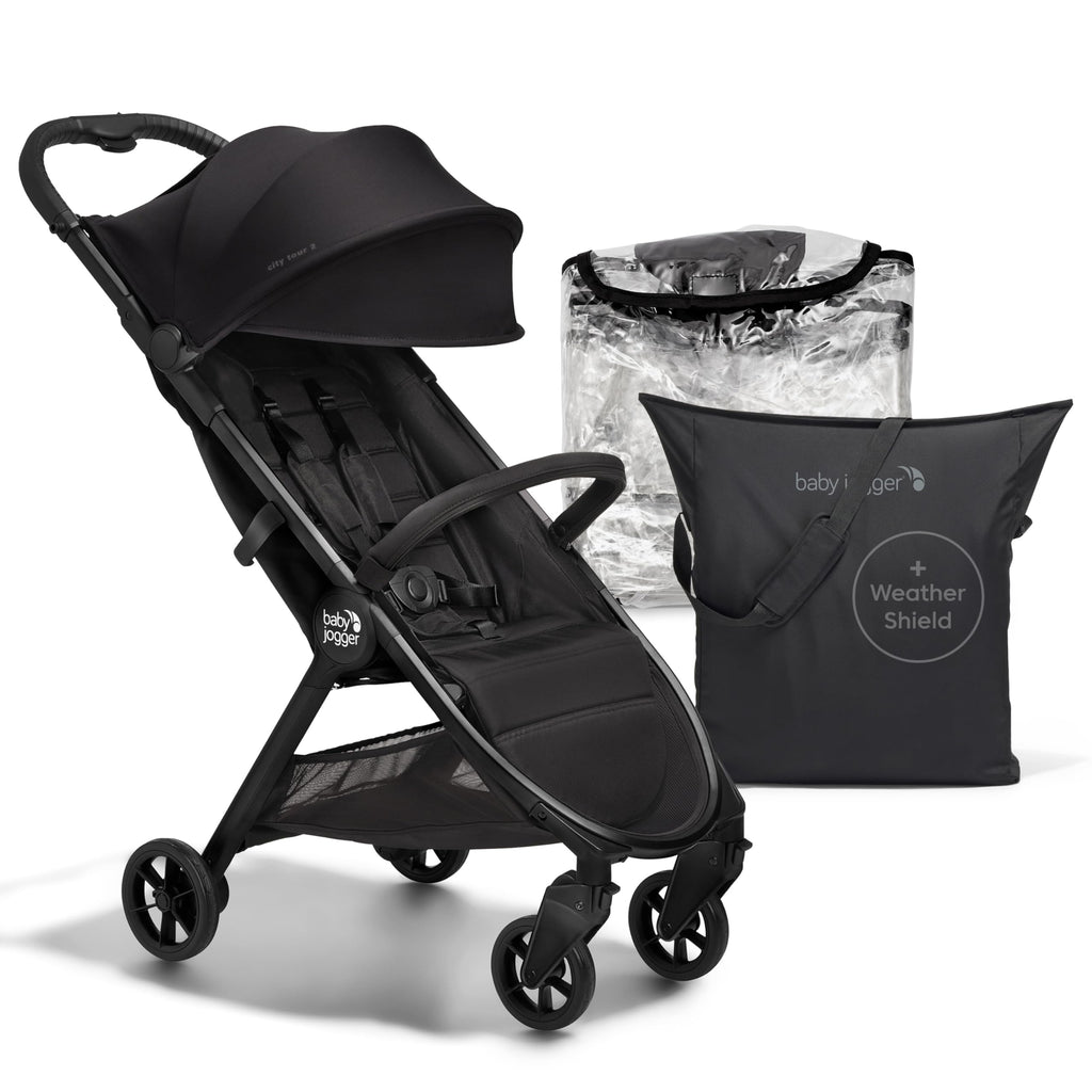 Baby Jogger City Tour 2 Travel Stroller | Ultra-Lightweight, Foldable & Compact Pushchair Buggy | Pitch Black
