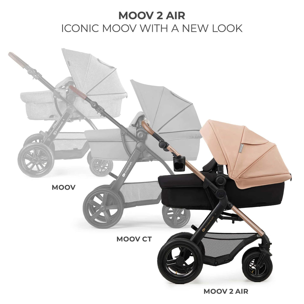 Kinderkraft MOOV 2 Pushchairs 3-in-1 Pushchair Set up to 22 kg with Child Seat I-Size 40-75 cm, Buggy Function, Adjustable Reclining Position, Large Extendable Hood, EVA Foam Wheels, Black