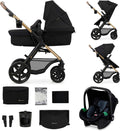 Kinderkraft MOOV 2 Pushchairs 3-in-1 Pushchair Set up to 22 kg with Child Seat I-Size 40-75 cm, Buggy Function, Adjustable Reclining Position, Large Extendable Hood, EVA Foam Wheels, Black