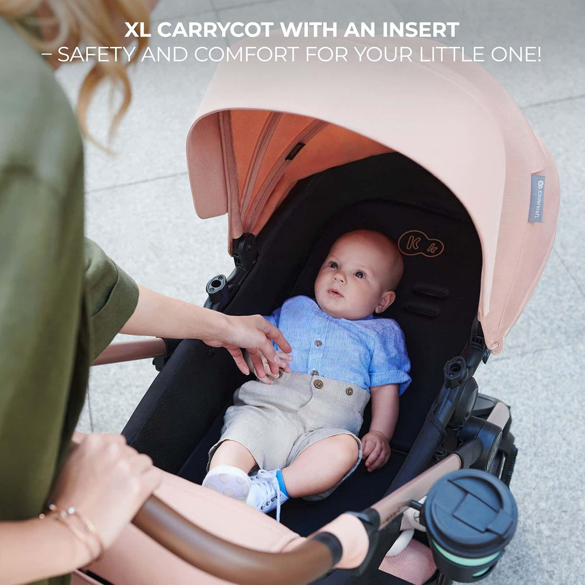 Kinderkraft MOOV 2 Pushchairs 3-in-1 Pushchair Set up to 22 kg with Child Seat I-Size 40-75 cm, Buggy Function, Adjustable Reclining Position, Large Extendable Hood, EVA Foam Wheels, Black