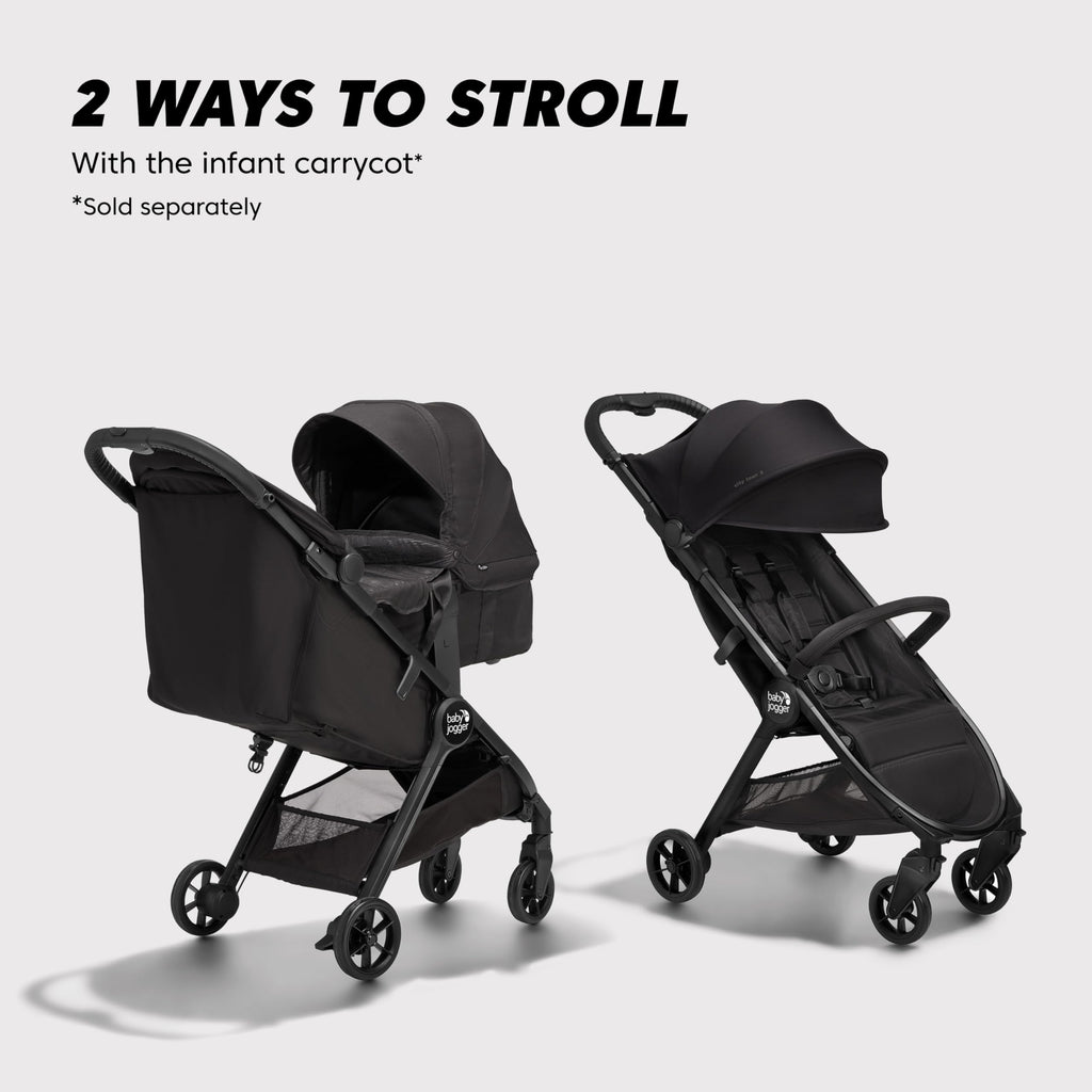 Baby Jogger City Tour 2 Travel Stroller | Ultra-Lightweight, Foldable & Compact Pushchair Buggy | Pitch Black