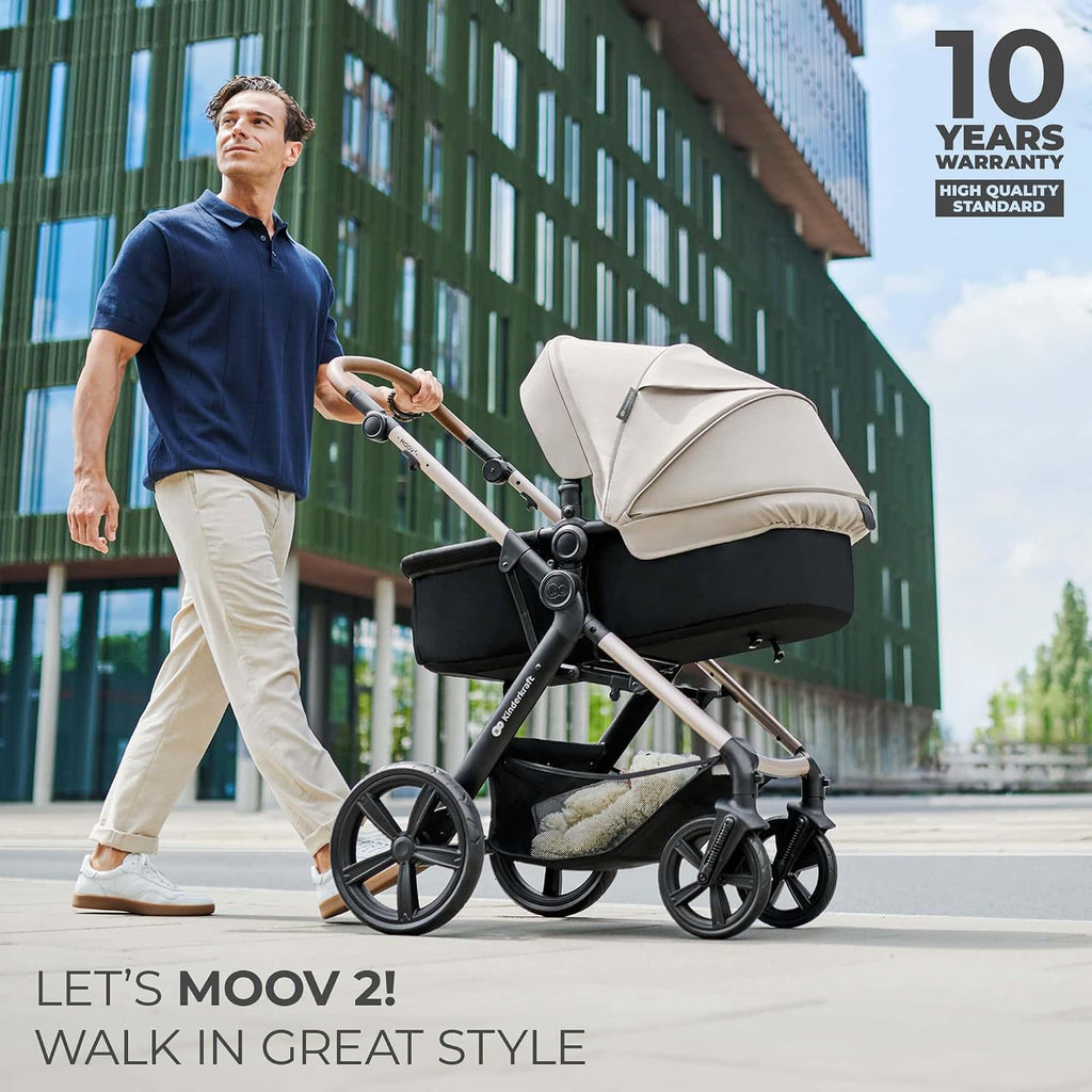 Kinderkraft MOOV 2 Pushchairs 3-in-1 Pushchair Set up to 22 kg with Child Seat I-Size 40-75 cm, Buggy Function, Adjustable Reclining Position, Large Extendable Hood, EVA Foam Wheels, Black