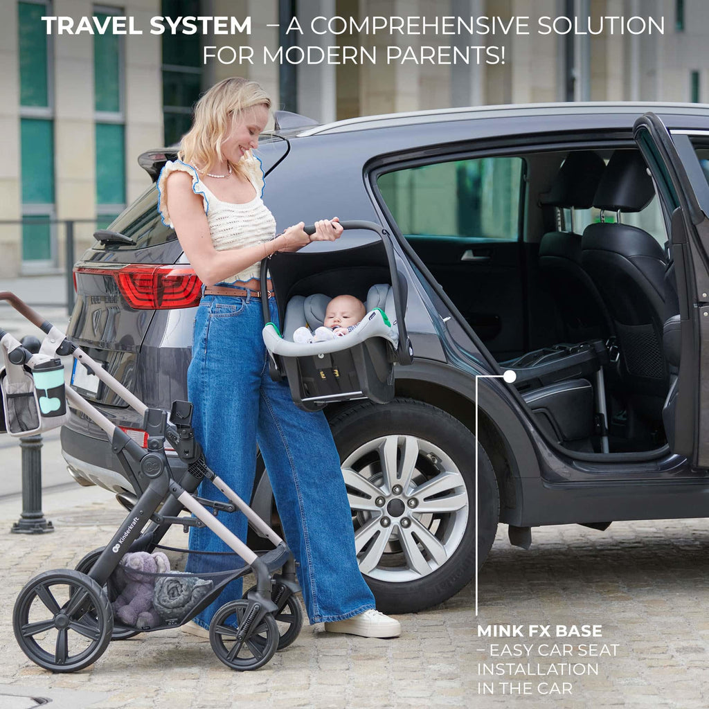 Kinderkraft MOOV 2 Pushchairs 3-in-1 Pushchair Set up to 22 kg with Child Seat I-Size 40-75 cm, Buggy Function, Adjustable Reclining Position, Large Extendable Hood, EVA Foam Wheels, Black