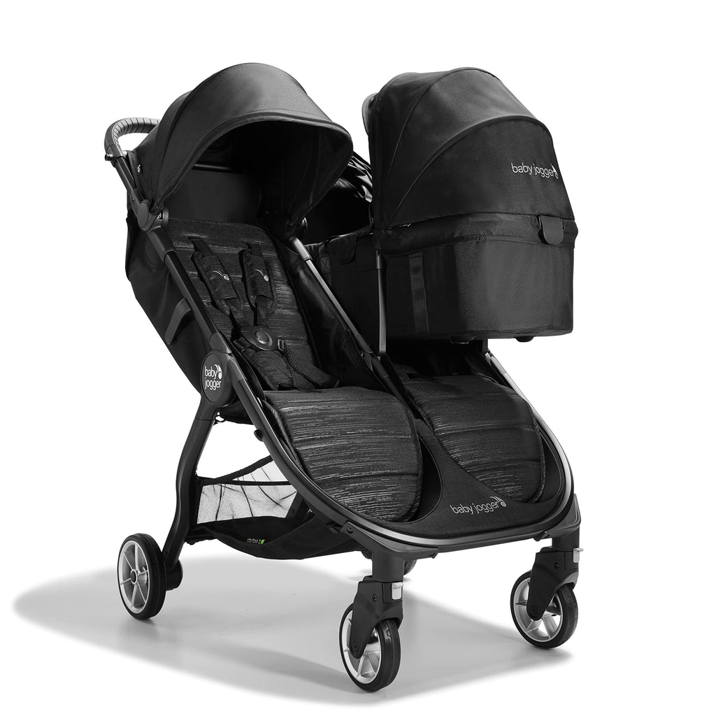 Baby Jogger City Tour 2 Double Travel Pushchair | Lightweight, Foldable & Portable Double Buggy | Pitch Black