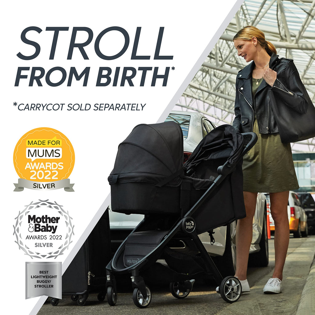 Baby Jogger City Tour 2 Travel Stroller | Ultra-Lightweight, Foldable & Compact Pushchair Buggy | Pitch Black
