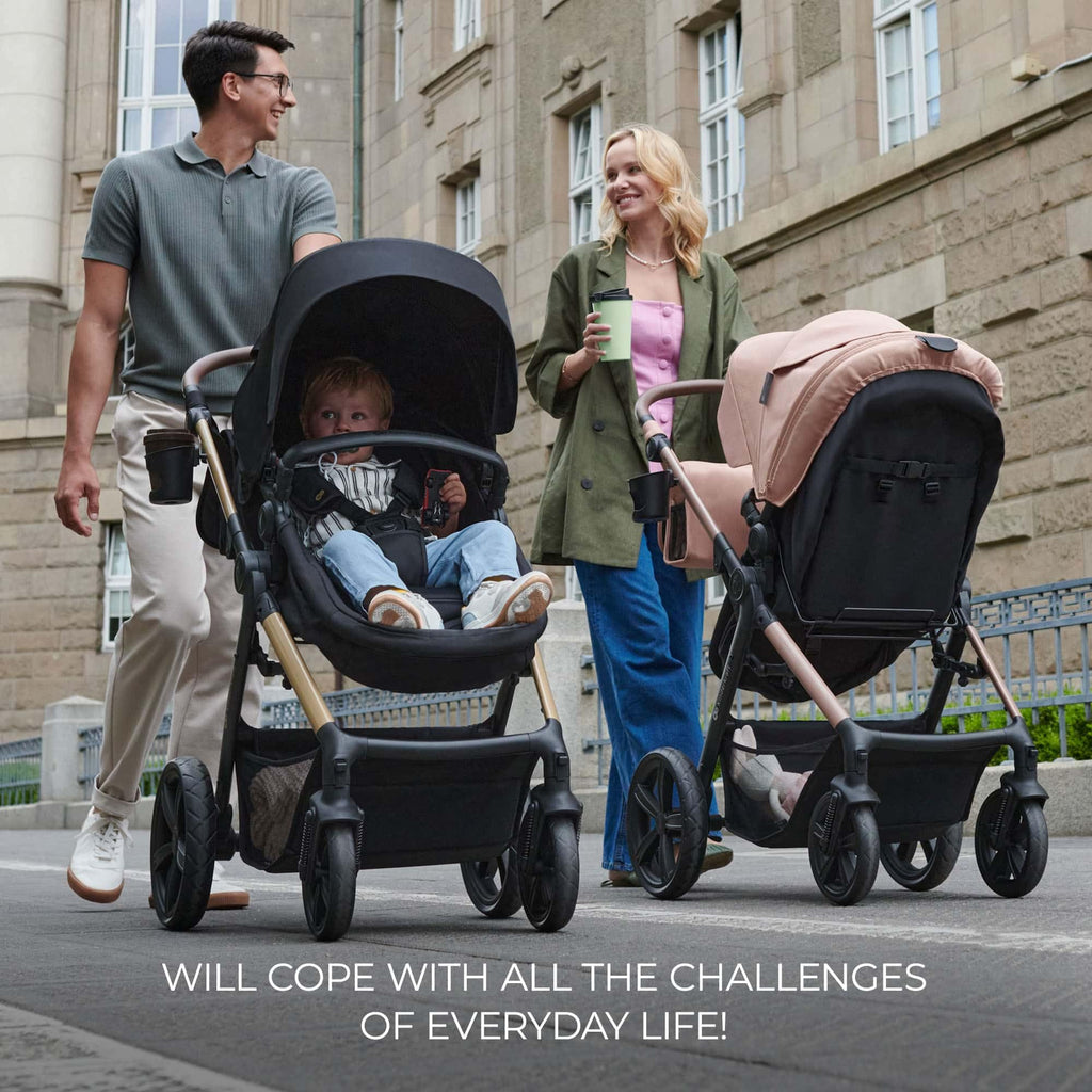 Kinderkraft MOOV 2 Pushchairs 3-in-1 Pushchair Set up to 22 kg with Child Seat I-Size 40-75 cm, Buggy Function, Adjustable Reclining Position, Large Extendable Hood, EVA Foam Wheels, Black