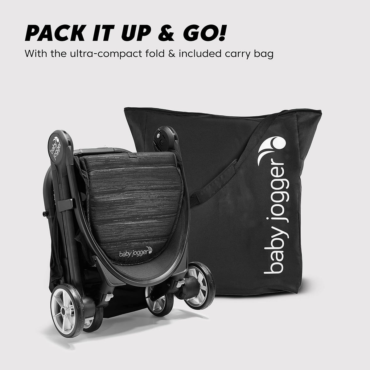 Baby Jogger City Tour 2 Travel Stroller | Ultra-Lightweight, Foldable & Compact Pushchair Buggy | Pitch Black