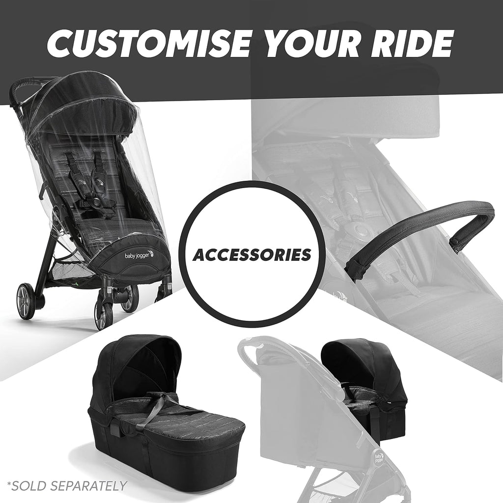 Baby Jogger City Tour 2 Travel Stroller | Ultra-Lightweight, Foldable & Compact Pushchair Buggy | Pitch Black