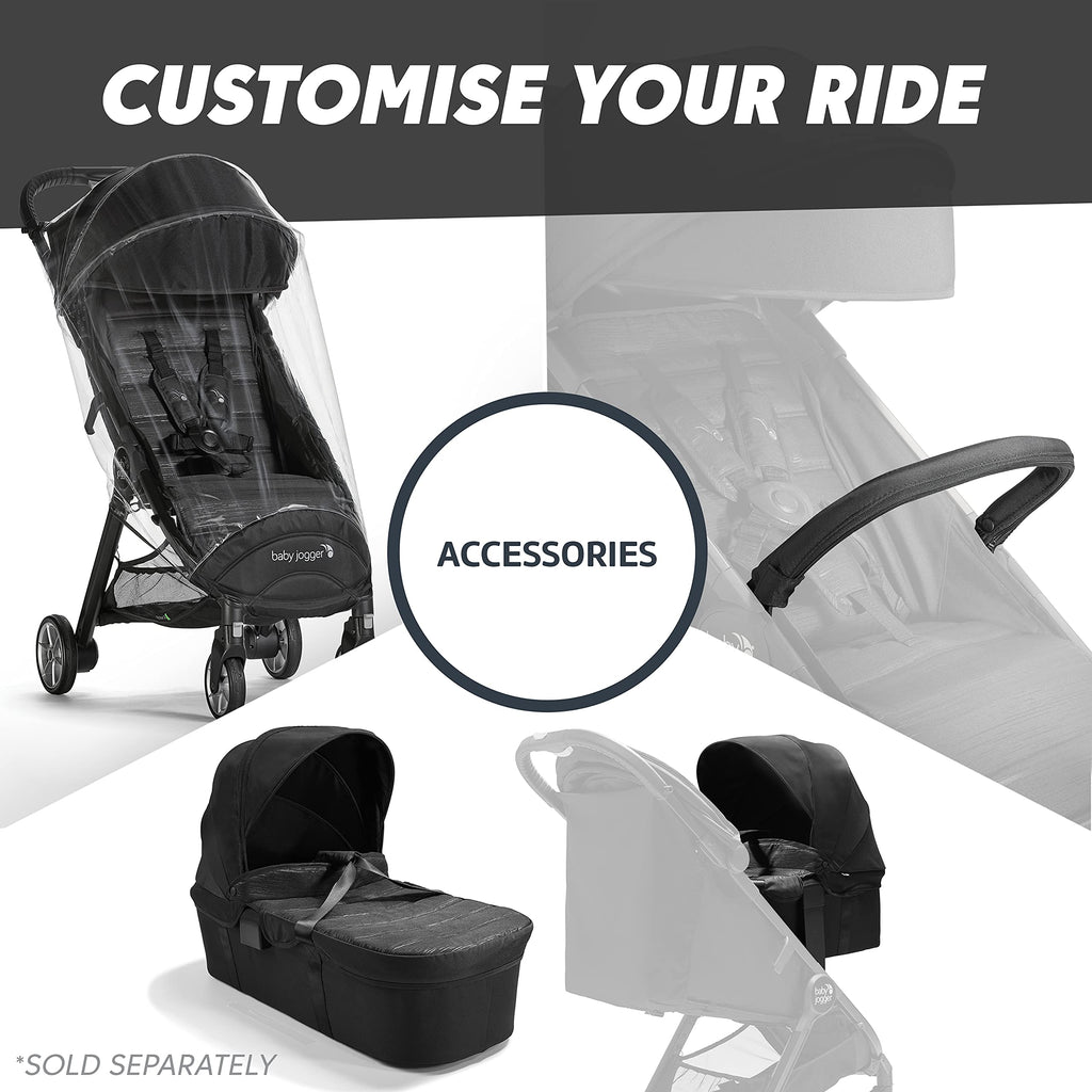 Baby Jogger City Tour 2 Travel Stroller | Ultra-Lightweight, Foldable & Compact Pushchair Buggy | Pitch Black