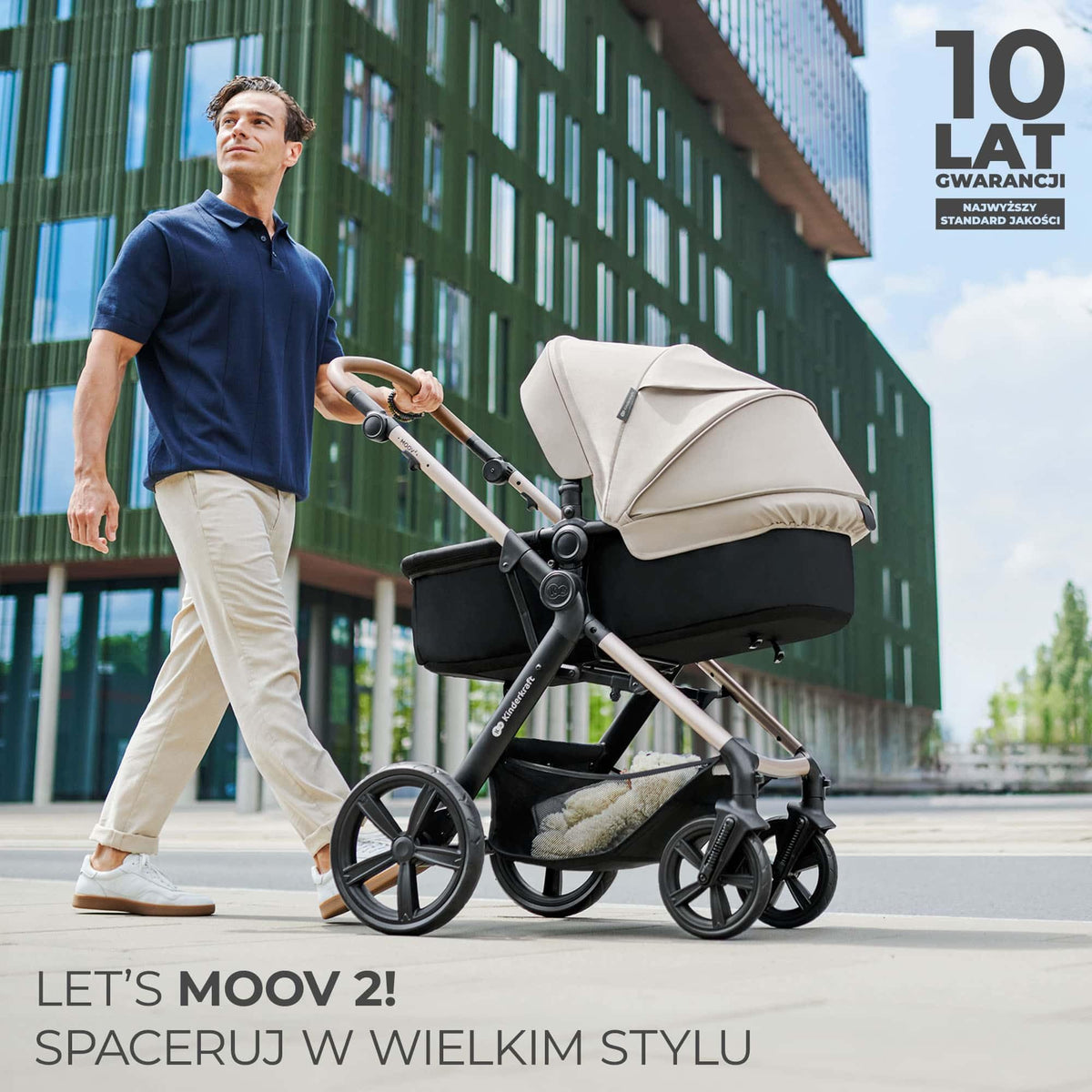 Kinderkraft MOOV 2 Pushchairs 3-in-1 Pushchair Set up to 22 kg with Child Seat I-Size 40-75 cm, Buggy Function, Adjustable Reclining Position, Large Extendable Hood, EVA Foam Wheels, Black