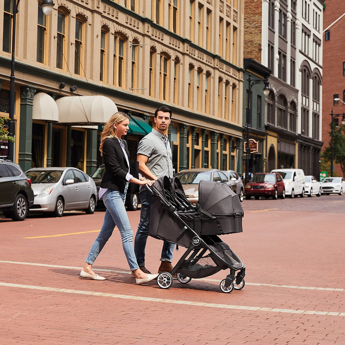 Baby Jogger City Tour 2 Double Travel Pushchair | Lightweight, Foldable & Portable Double Buggy | Pitch Black