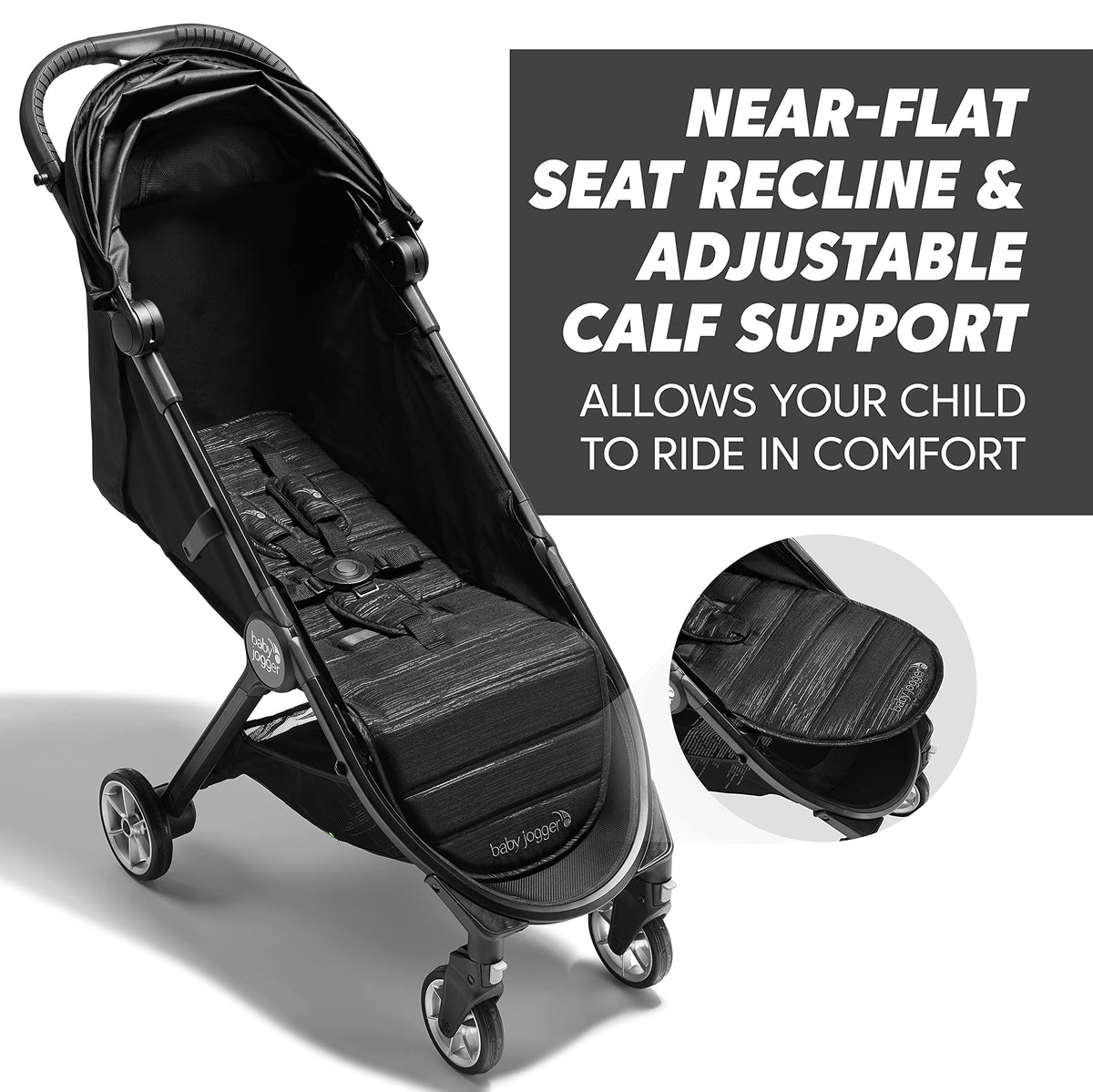 Baby Jogger City Tour 2 Travel Stroller | Ultra-Lightweight, Foldable & Compact Pushchair Buggy | Pitch Black