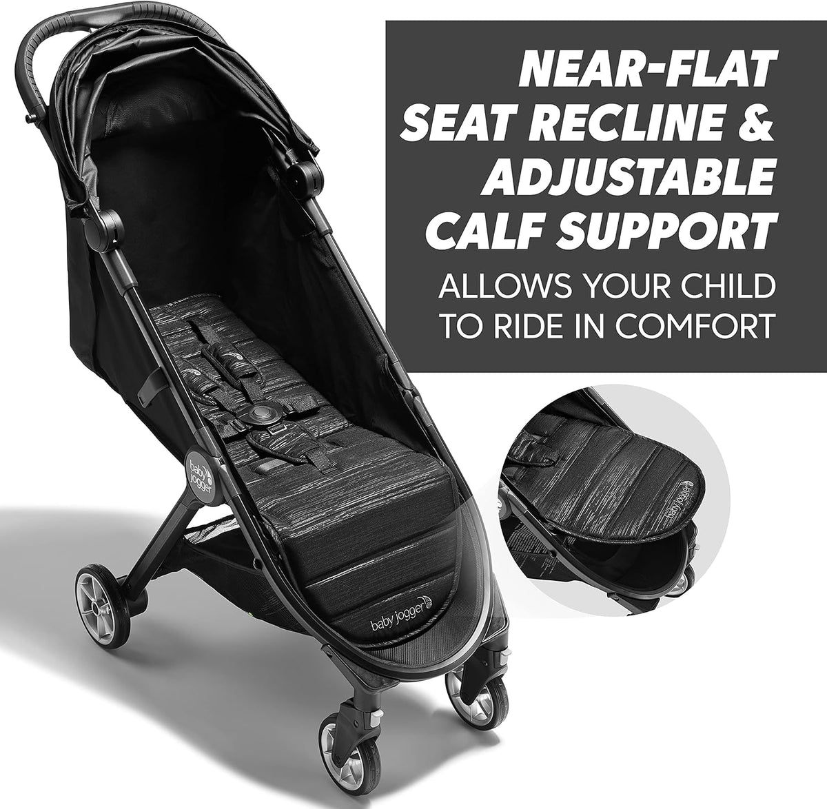 Baby Jogger City Tour 2 Travel Stroller | Ultra-Lightweight, Foldable & Compact Pushchair Buggy | Pitch Black